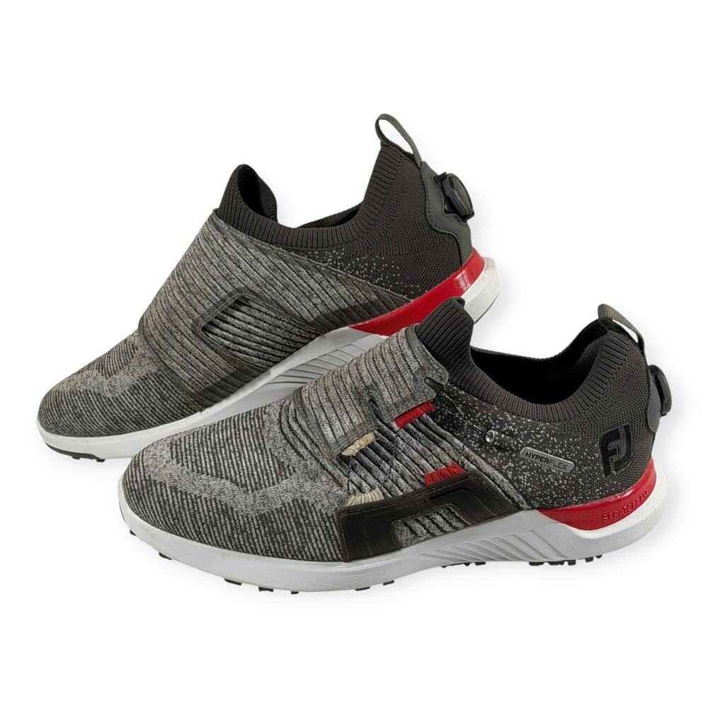 Footjoy Hyperflex BOA Golf Shoes, 51083, Gray/Red, Mens 12 Wide